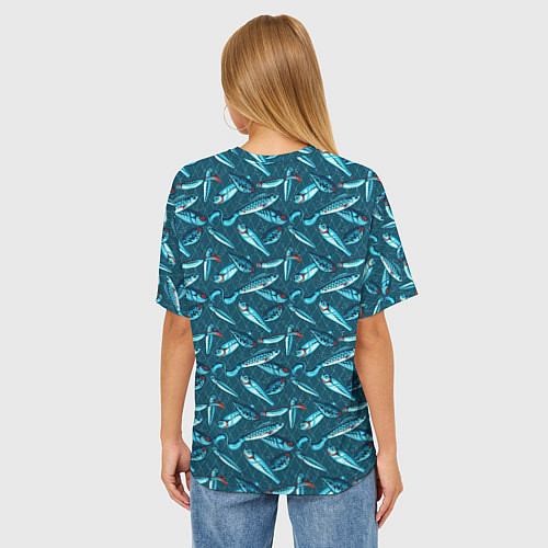 Женская футболка оверсайз Воблеры рыбки / 3D-принт – фото 4