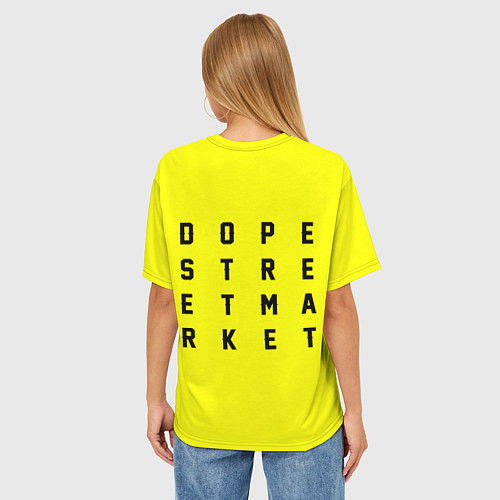 Женская футболка оверсайз Узор Yellow Jorman Air Dope Street Market / 3D-принт – фото 4