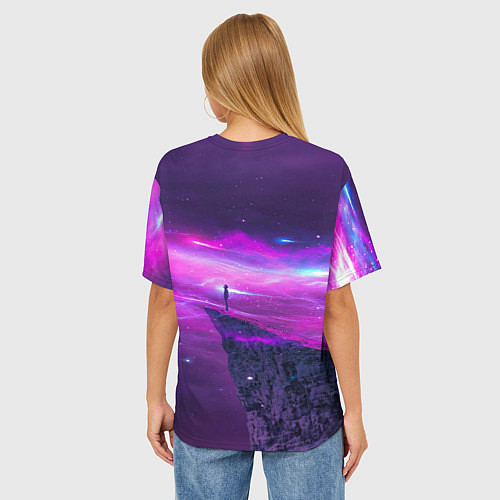 Женская футболка оверсайз Наедине со вселенной Alone with the universe / 3D-принт – фото 4