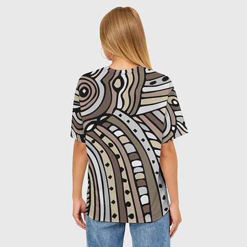 Женская футболка оверсайз Абстрактный геометрический рисунок от руки Волны, / 3D-принт – фото 4