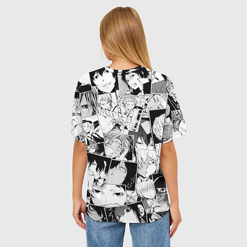 Женская футболка оверсайз Bungo Stray Dogs pattern / 3D-принт – фото 4