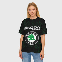 Футболка оверсайз женская ШКОДА Racing Соты, цвет: 3D-принт — фото 2