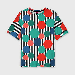 Женская футболка оверсайз Геометрический разноцветный узор