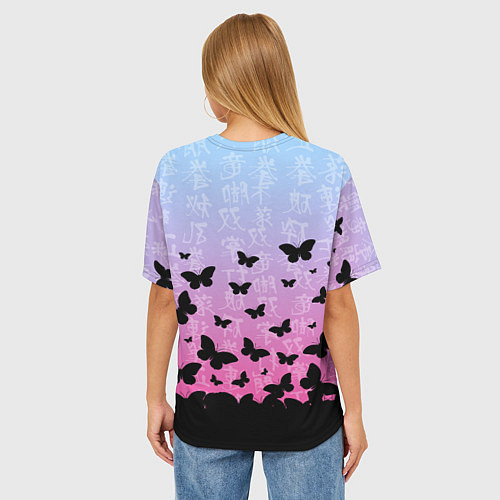 Женская футболка оверсайз ASTRO БАБОЧКИ / 3D-принт – фото 4