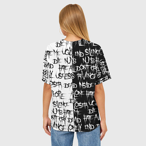 Женская футболка оверсайз КАНЕКИ КЕН ZXC MODE / 3D-принт – фото 4