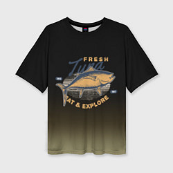 Женская футболка оверсайз Большая рыба fish