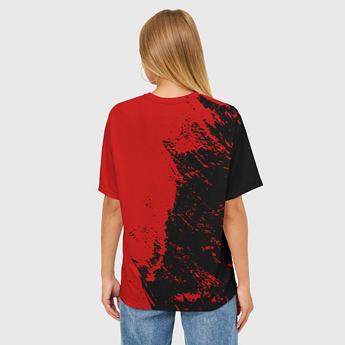 Женская футболка оверсайз Lexus Лексус Черно красный / 3D-принт – фото 4