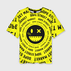 Женская футболка оверсайз Счастливый Смайлик Yellow Dope Street Market