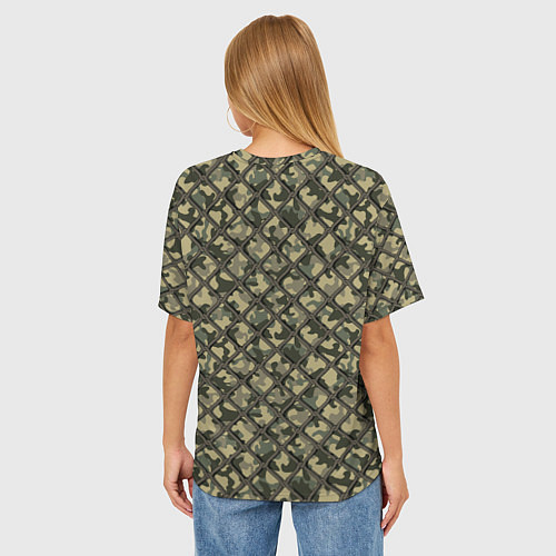 Женская футболка оверсайз Камуфляж с Сеткой / 3D-принт – фото 4