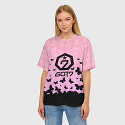 Футболка оверсайз женская GOT7 БАБОЧКИ, цвет: 3D-принт — фото 2