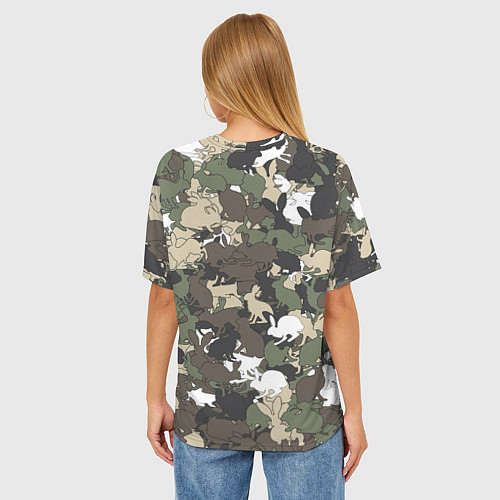 Женская футболка оверсайз Камуфляж с кроликами / 3D-принт – фото 4