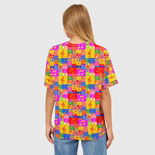 Женская футболка оверсайз Красочные Музыкальные Ноты / 3D-принт – фото 4