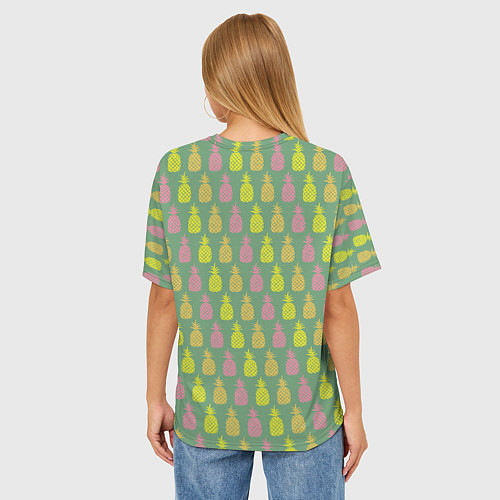 Женская футболка оверсайз Шествие ананасов / 3D-принт – фото 4
