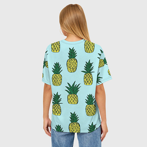 Женская футболка оверсайз Рисунок ананасов / 3D-принт – фото 4