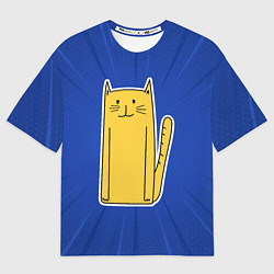 Женская футболка оверсайз Длинный желтый кот