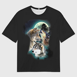 Футболка оверсайз женская Волки и Луна Wolves, цвет: 3D-принт