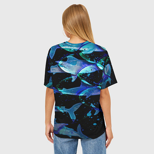 Женская футболка оверсайз На дне морском Акулы / 3D-принт – фото 4
