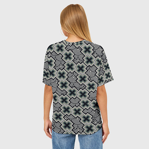 Женская футболка оверсайз Круги и крестики / 3D-принт – фото 4