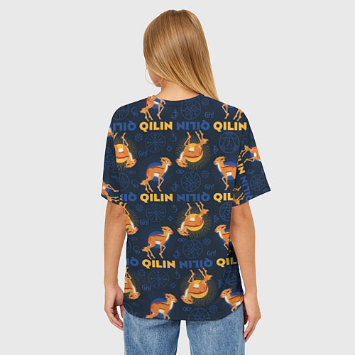Женская футболка оверсайз Фантастические Твари Qilin паттерн / 3D-принт – фото 4
