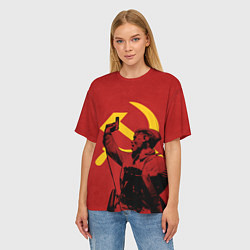 Футболка оверсайз женская За родину: Серп и молот, цвет: 3D-принт — фото 2