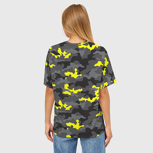 Женская футболка оверсайз Камуфляж Серо-Чёрный / 3D-принт – фото 4