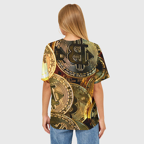 Женская футболка оверсайз Биткойны / 3D-принт – фото 4