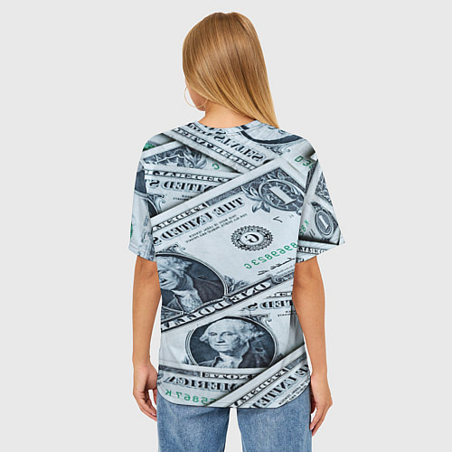Женская футболка оверсайз Доллары с Вашингтоном / 3D-принт – фото 4