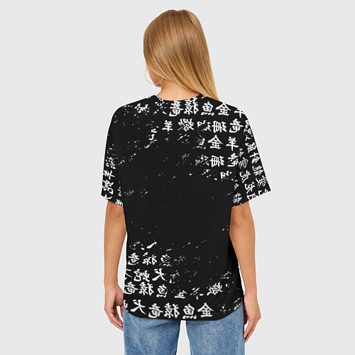 Женская футболка оверсайз WALHALLA TEAM BLACK WHITE ЛОГО ТОКИЙСКИЕ МСТИТЕЛИ / 3D-принт – фото 4