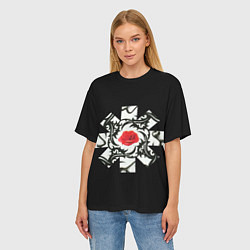 Футболка оверсайз женская RHCP Logo Red Rose, цвет: 3D-принт — фото 2