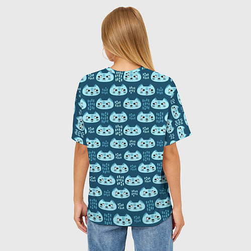 Женская футболка оверсайз Мордочки котов в плоском стиле Паттерн / 3D-принт – фото 4