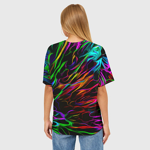 Женская футболка оверсайз Neon pattern Vanguard / 3D-принт – фото 4