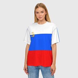 Футболка оверсайз женская Флаг России с серпом и молотом, цвет: 3D-принт — фото 2