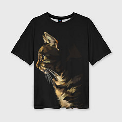 Женская футболка оверсайз Задумчивый полосатый кот