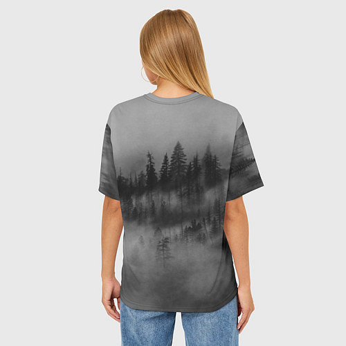 Женская футболка оверсайз Туманный лес - природа / 3D-принт – фото 4