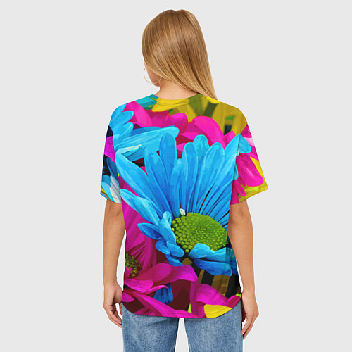 Женская футболка оверсайз Ромашки Pattern / 3D-принт – фото 4