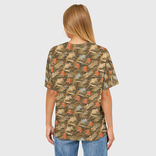 Женская футболка оверсайз Гвоздики, золотой лавр, ленточки / 3D-принт – фото 4