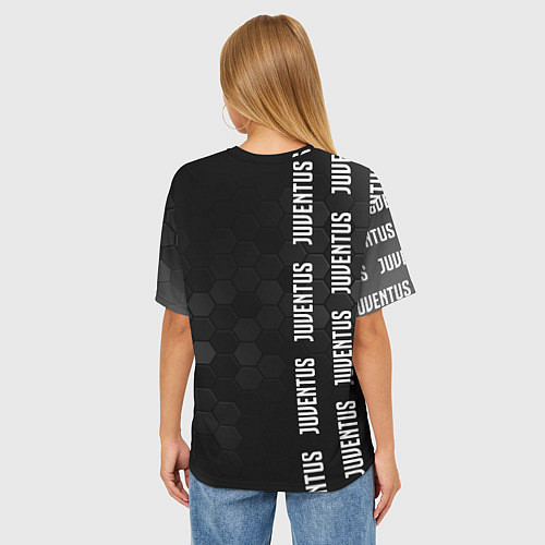 Женская футболка оверсайз ЮВЕНТУС Соты / 3D-принт – фото 4