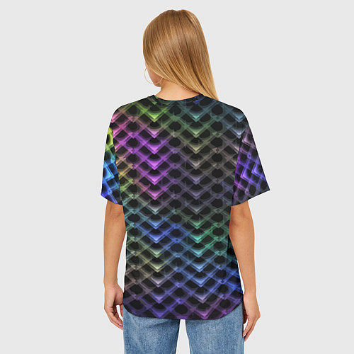 Женская футболка оверсайз Color vanguard pattern 2025 Neon / 3D-принт – фото 4