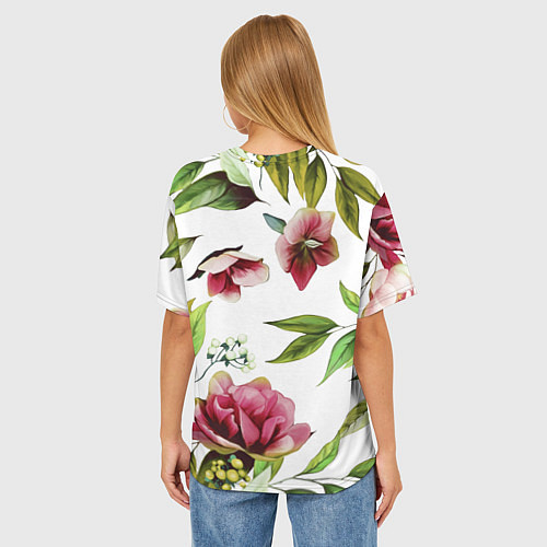 Женская футболка оверсайз Цветы Воздушные / 3D-принт – фото 4