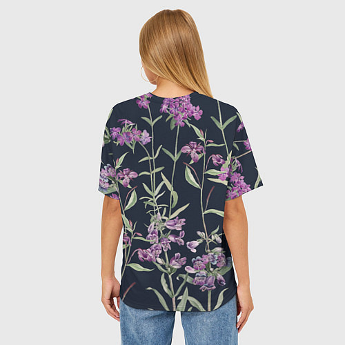 Женская футболка оверсайз Цветы Фиолетовые / 3D-принт – фото 4