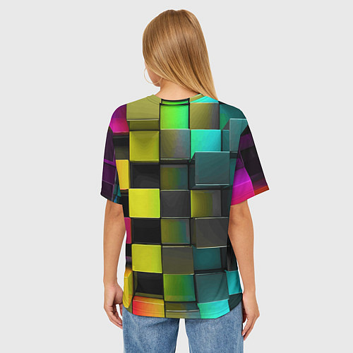 Женская футболка оверсайз Colored Geometric 3D pattern / 3D-принт – фото 4