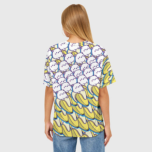 Женская футболка оверсайз Котики и бананы Паттерн Лето / 3D-принт – фото 4