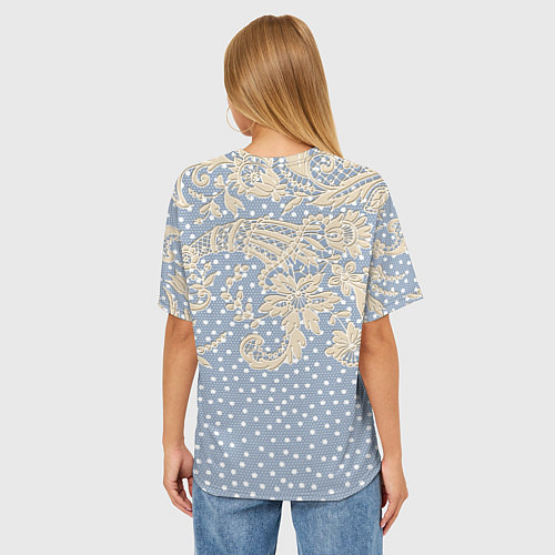 Женская футболка оверсайз Кружево и горошек / 3D-принт – фото 4