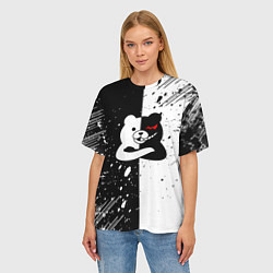 Футболка оверсайз женская Monokuma брызги, цвет: 3D-принт — фото 2