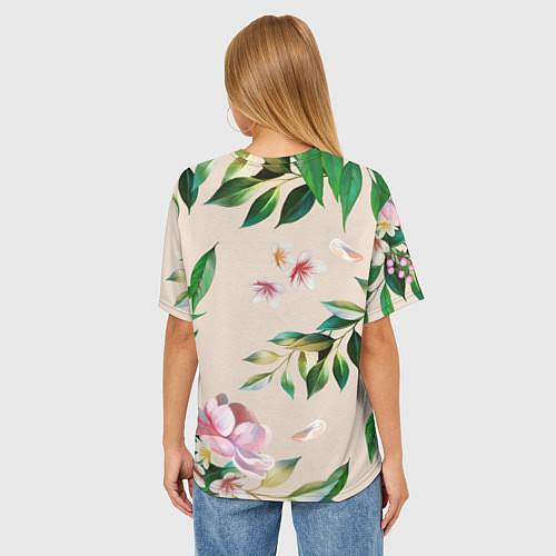 Женская футболка оверсайз Цветы Летние / 3D-принт – фото 4