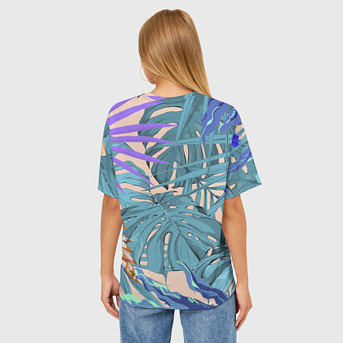 Женская футболка оверсайз Цветы Цветущие Тропики / 3D-принт – фото 4