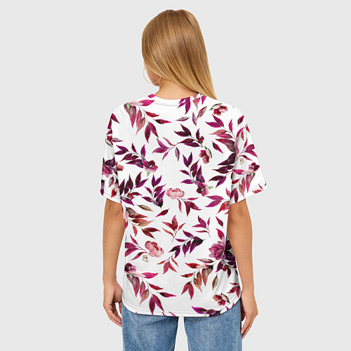Женская футболка оверсайз Цветы Летние Розовые / 3D-принт – фото 4