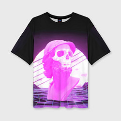 Футболка оверсайз женская Vaporwave Skull Психоделика, цвет: 3D-принт