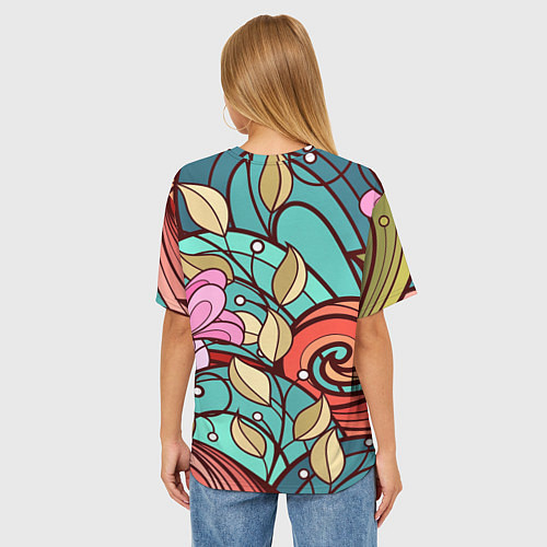Женская футболка оверсайз Цветочный принт - арт / 3D-принт – фото 4