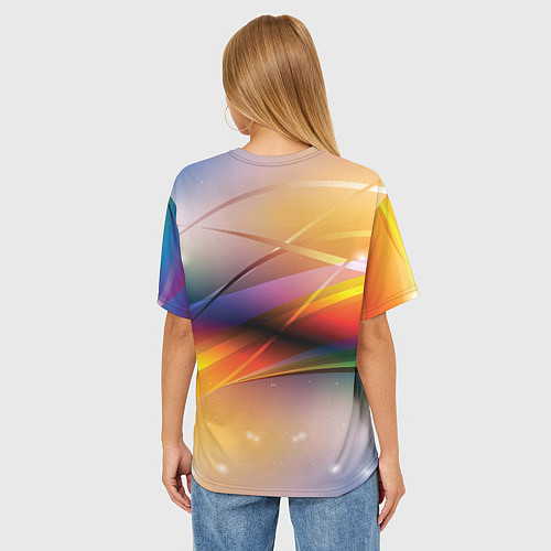 Женская футболка оверсайз Абстрактные линии разных цветов / 3D-принт – фото 4